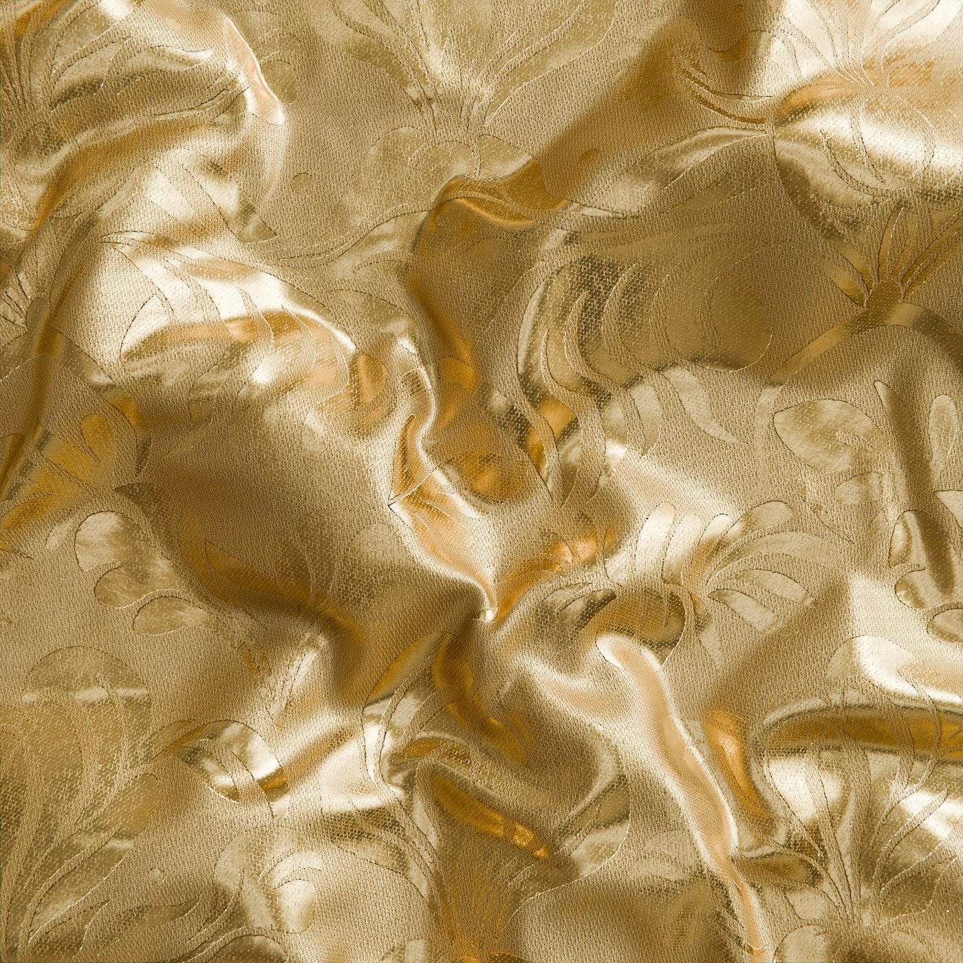 Gold Kadhwa brocade in motion — silver-gilt zari catching the light
