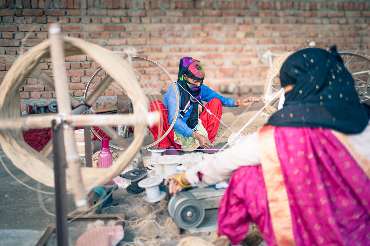 Silk on the charkha before warping